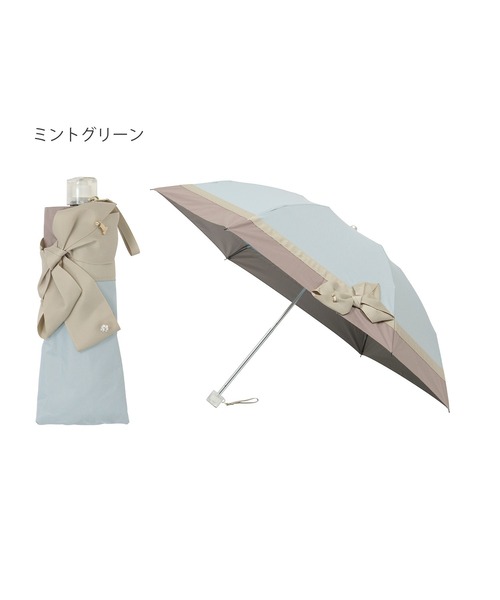 遮光 晴雨兼用折りたたみ日傘 切り継ぎビジューリボン(折りたたみ傘 遮光 晴雨兼用折りたたみ日傘 切り継ぎビジューリボン(折りたたみ傘