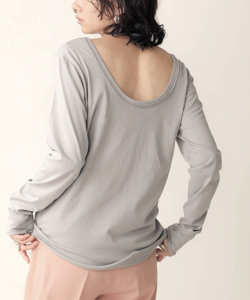 Bab(バブ)の「【WEB限定】バックラウンドメローカットソー(Tシャツ/カットソー・レディース・ブラック/グレー/オフホワイト/カーキ/モカ/キャメル・FREE)」の4枚目の写真