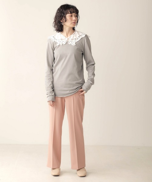 Bab(バブ)の「【WEB限定】バックラウンドメローカットソー(Tシャツ/カットソー・レディース・ブラック/グレー/オフホワイト/カーキ/モカ/キャメル・FREE)」の8枚目の写真