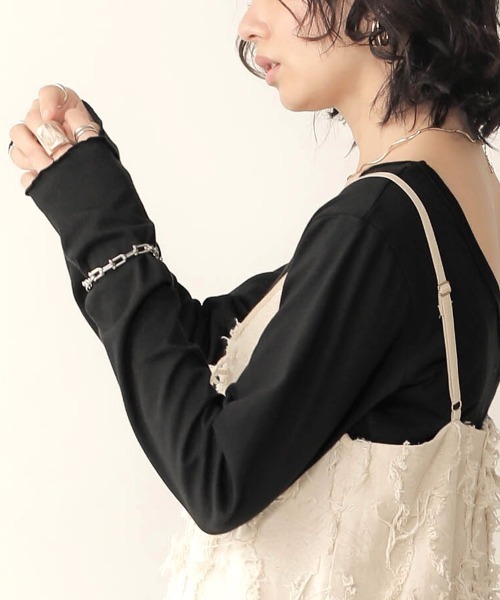Bab(バブ)の「【WEB限定】バックラウンドメローカットソー(Tシャツ/カットソー・レディース・ブラック/グレー/オフホワイト/カーキ/モカ/キャメル・FREE)」の21枚目の写真