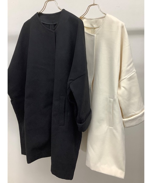 ulu(ウル)の「Fake wool nocolour coat(ダウンジャケット/コート・レディース・ホワイト/ブラック・FREE)」の10枚目の写真