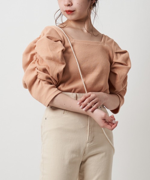 Chico（チコ）の「5分袖スクエアパワショルT/ボーダーT（Tシャツ/カットソー・レディース・ホワイト/ブルー/ネイビー/オレンジ/ブラック/グレー/オレンジ系その他/ブラック系その他/ピンク・FREE）」の20枚目の写真