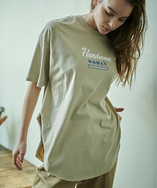 kha:ki（カーキ）の「「KHA:KI / カーキ」ヘムラウンドワイドTシャツ"WIDE SQUARE TEE "HANDSOME""（Tシャツ/カットソー・レディース・ホワイト/ブラック/サンドベージュ・1）」の3枚目の写真