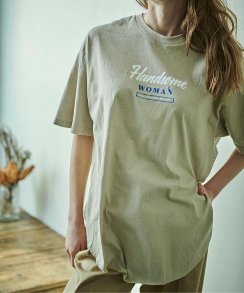 kha:ki（カーキ）の「「KHA:KI / カーキ」ヘムラウンドワイドTシャツ"WIDE SQUARE TEE "HANDSOME""（Tシャツ/カットソー・レディース・ホワイト/ブラック/サンドベージュ・1）」の4枚目の写真