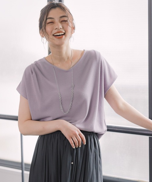 GLOBAL WORK（グローバルワーク）の「リラックス美人フレンチ/935357（Tシャツ/カットソー・レディース・ホワイト系その他/ブラウン系その他/ベージュ/ブルー系その他/ラベンダー/ブラック・MEDIUM/LARGE）」の6枚目の写真