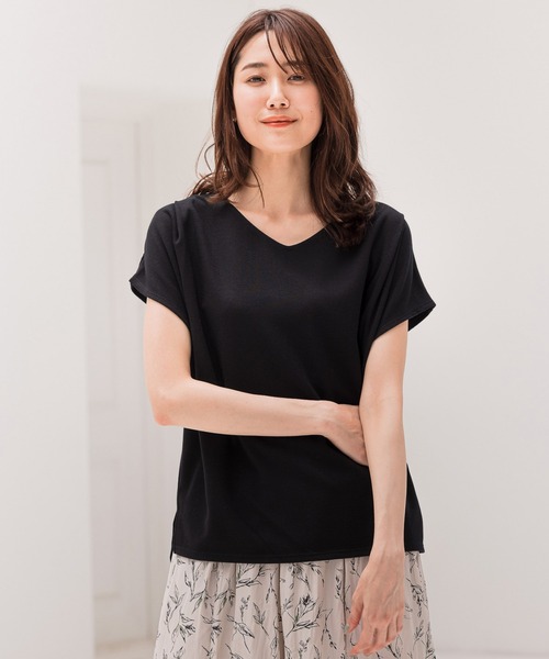 GLOBAL WORK（グローバルワーク）の「リラックス美人フレンチ/935357（Tシャツ/カットソー・レディース・ホワイト系その他/ブラウン系その他/ベージュ/ブルー系その他/ラベンダー/ブラック・MEDIUM/LARGE）」の3枚目の写真