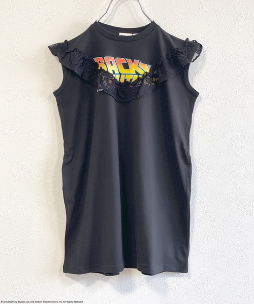 MARKEY'S（マーキーズ）の「【BACK TO THE FUTURE】プリントフリルワンピース（80～140cm）（ワンピース・キッズ・ブラック・80/90/100/110/120/130/140）」の2枚目の写真