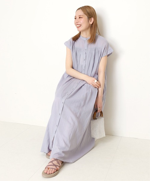 Simplicite（サンプリシテ）の「2wayボタン開きボイルワンピース◆（ワンピース・レディース・ブラック/パープル/ブラウン/グリーン・FREE）」の4枚目の写真