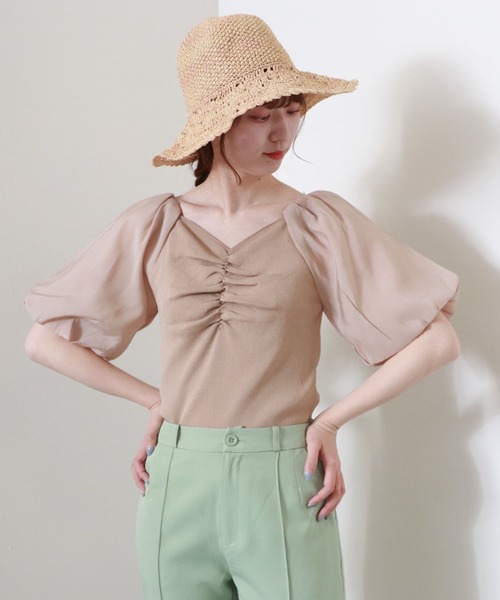 archives（アルシーヴ）の「フロントギャザーボリュームスリーブニットプルオーバー（Tシャツ/カットソー・レディース・アイボリー/ブルー/ベージュ/オフホワイト・MEDIUM）」の12枚目の写真