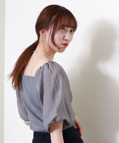 archives（アルシーヴ）の「フロントギャザーボリュームスリーブニットプルオーバー（Tシャツ/カットソー・レディース・アイボリー/ブルー/ベージュ/オフホワイト・MEDIUM）」の16枚目の写真