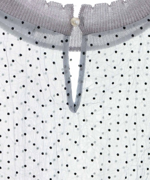 natural couture(ナチュラルクチュール)の「ドットフロッキー×ニットシアープルオーバー(シャツ/ブラウス・レディース・ブラック/サックスブルー/ピンク/アイボリー・FREE)」の16枚目の写真
