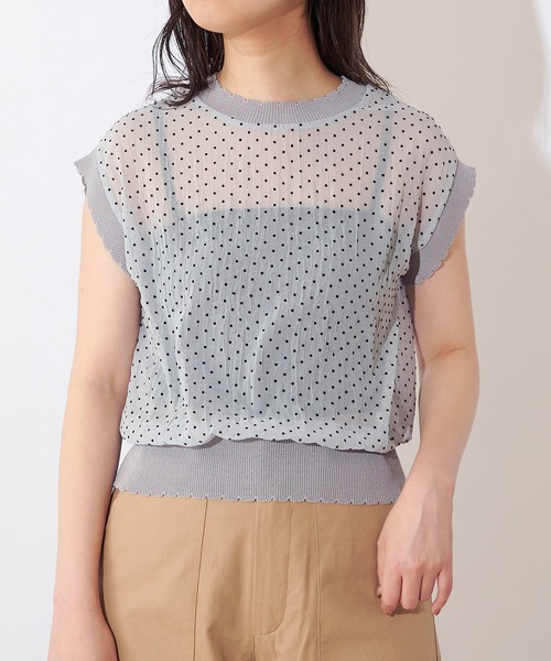 natural couture(ナチュラルクチュール)の「ドットフロッキー×ニットシアープルオーバー(シャツ/ブラウス・レディース・ブラック/サックスブルー/ピンク/アイボリー・FREE)」の21枚目の写真