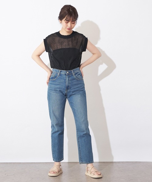 natural couture(ナチュラルクチュール)の「ドットフロッキー×ニットシアープルオーバー(シャツ/ブラウス・レディース・ブラック/サックスブルー/ピンク/アイボリー・FREE)」の11枚目の写真