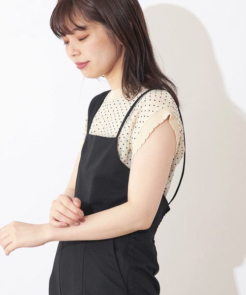 natural couture(ナチュラルクチュール)の「ドットフロッキー×ニットシアープルオーバー(シャツ/ブラウス・レディース・ブラック/サックスブルー/ピンク/アイボリー・FREE)」の5枚目の写真