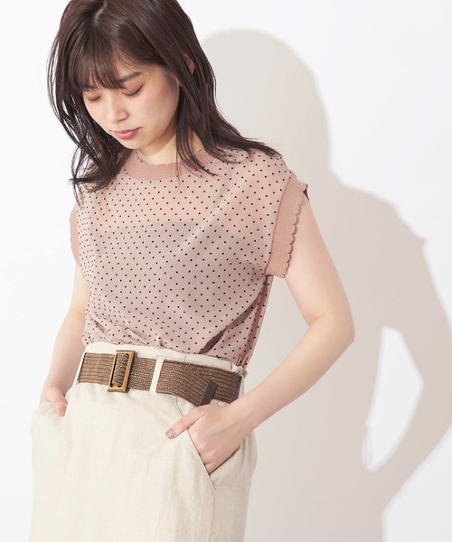 natural couture(ナチュラルクチュール)の「ドットフロッキー×ニットシアープルオーバー(シャツ/ブラウス・レディース・ブラック/サックスブルー/ピンク/アイボリー・FREE)」の17枚目の写真