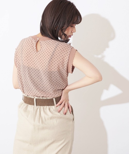 natural couture(ナチュラルクチュール)の「ドットフロッキー×ニットシアープルオーバー(シャツ/ブラウス・レディース・ブラック/サックスブルー/ピンク/アイボリー・FREE)」の18枚目の写真