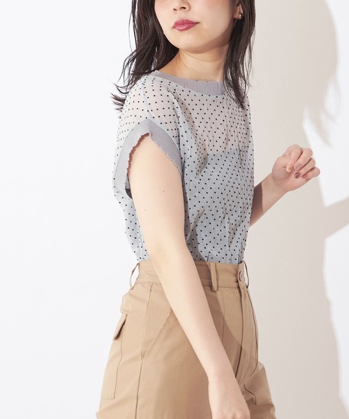 natural couture(ナチュラルクチュール)の「ドットフロッキー×ニットシアープルオーバー(シャツ/ブラウス・レディース・ブラック/サックスブルー/ピンク/アイボリー・FREE)」の14枚目の写真