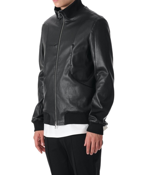 ATTACHMENT（アタッチメント）の「STRETCH LAMB TRACK JACKET（ライダースジャケット・メンズ・ブラック・1/2/3）」の8枚目の写真