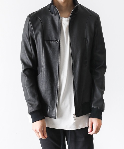 ATTACHMENT（アタッチメント）の「STRETCH LAMB TRACK JACKET（ライダースジャケット・メンズ・ブラック・1/2/3）」の15枚目の写真