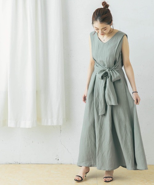 URBAN RESEARCH ROSSO（アーバンリサーチロッソ）の「リボンマキシワンピース（ワンピース・レディース・グレー系その他/ミント/ブラウン系その他/ブラック・FREE）」の18枚目の写真