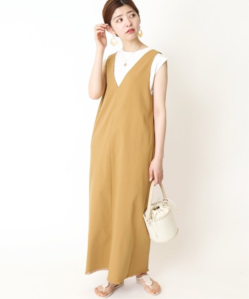 Simplicite(サンプリシテ)の「バックギャザージャンSK◆(ジャンパースカート・レディース・キャメル/ブラック/チャコールグレー・FREE)」の3枚目の写真