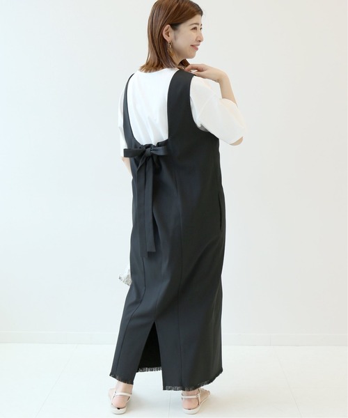 Simplicite(サンプリシテ)の「バックギャザージャンSK◆(ジャンパースカート・レディース・キャメル/ブラック/チャコールグレー・FREE)」の2枚目の写真