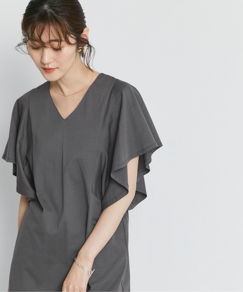 RIVE DROITE（リヴドロワ）の「【WEB限定】ラッフル袖ワンピース（ワンピース・レディース・ブラック/チャコールグレー/ベージュ・FREE）」の3枚目の写真