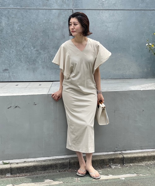 RIVE DROITE（リヴドロワ）の「【WEB限定】ラッフル袖ワンピース（ワンピース・レディース・ブラック/チャコールグレー/ベージュ・FREE）」の20枚目の写真