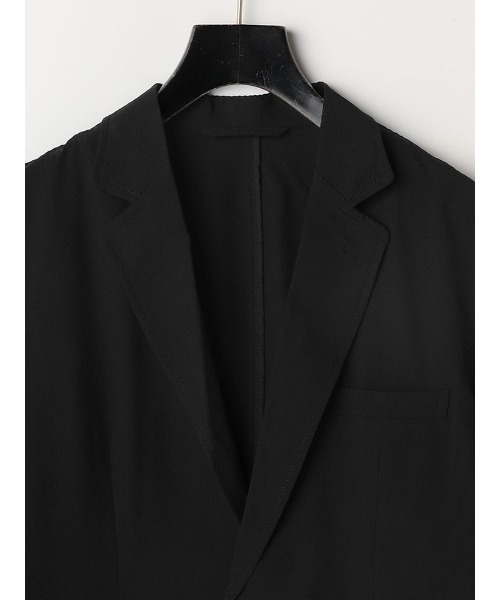 スーパーストレッチジャケットシアサッカーネイビー/ブラック