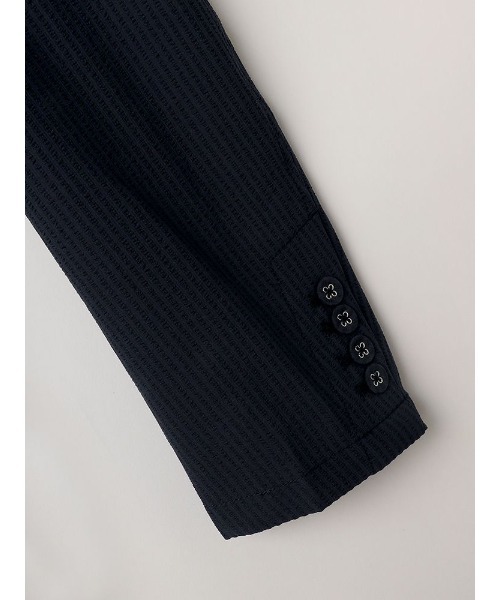 スーパーストレッチジャケットシアサッカーネイビー/ブラック