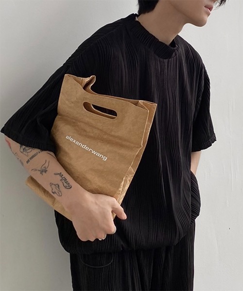 WESTBOY（ウエストボーイ）の「【WB ORIGINALS】Mock-neck T-shirt in Pleated Smooth WO21S509TP（Tシャツ/カットソー・メンズ・ホワイト/ブラック・S/M/L）」の2枚目の写真