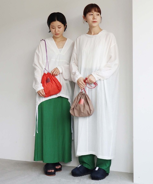 nitca（ニトカ）の「C/Lタイプライター巾着バック（エコバッグ/サブバッグ・レディース・ブラウン/オレンジ/ホワイト・FREE）」の7枚目の写真