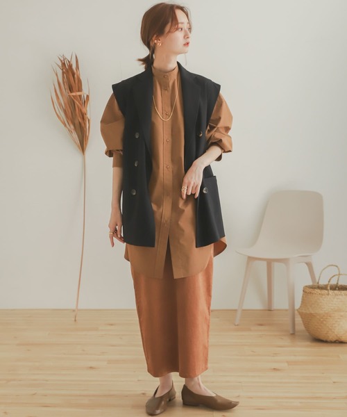 SENSE OF PLACE by URBAN RESEARCH（センスオブプレイスバイアーバンリサーチ）の「ダブルテーラードジレ（テーラードジャケット・レディース・ブラック/キャメル・ONE）」の10枚目の写真