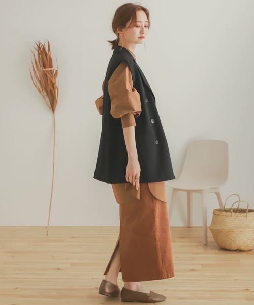 SENSE OF PLACE by URBAN RESEARCH（センスオブプレイスバイアーバンリサーチ）の「ダブルテーラードジレ（テーラードジャケット・レディース・ブラック/キャメル・ONE）」の13枚目の写真