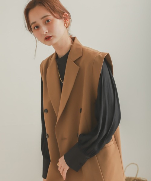 SENSE OF PLACE by URBAN RESEARCH（センスオブプレイスバイアーバンリサーチ）の「ダブルテーラードジレ（テーラードジャケット・レディース・ブラック/キャメル・ONE）」の16枚目の写真