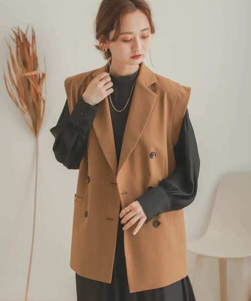 SENSE OF PLACE by URBAN RESEARCH（センスオブプレイスバイアーバンリサーチ）の「ダブルテーラードジレ（テーラードジャケット・レディース・ブラック/キャメル・ONE）」の18枚目の写真