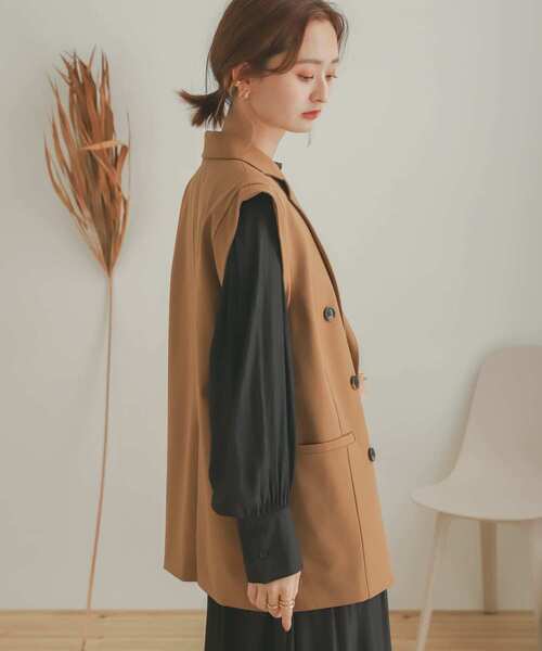 SENSE OF PLACE by URBAN RESEARCH（センスオブプレイスバイアーバンリサーチ）の「ダブルテーラードジレ（テーラードジャケット・レディース・ブラック/キャメル・ONE）」の20枚目の写真