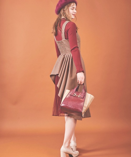 31 Sons de mode(トランテアン ソン ドゥ モード)の「クロコ×スエード配色バッグ(ショルダーバッグ・レディース・クリーム/ボルドー/ピンク・FREE)」の7枚目の写真