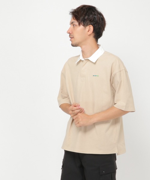 ikka（イッカ）の「ビッグシルエットラガーシャツ（ポロシャツ・メンズ・ベージュ/ネイビー/グリーン・M/L）」の2枚目の写真