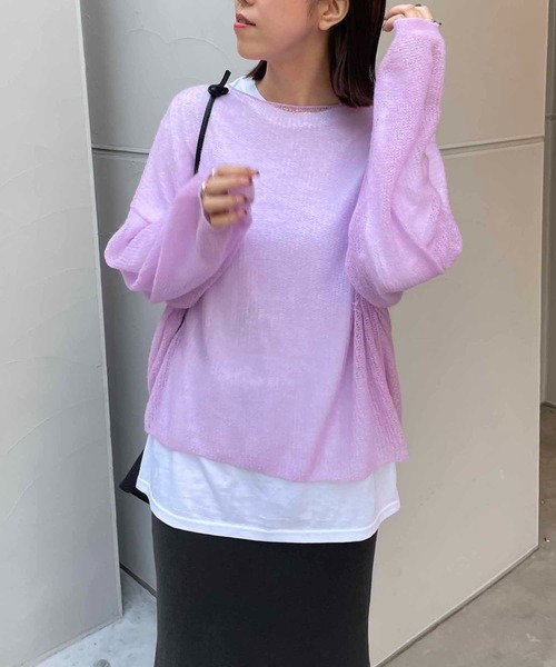 CAPRICIEUX LE'MAGE(カプリシューレマージュ)の「モヘヤ透かしプルオーバー(ニット/セーター・レディース・グレー/ベージュ/グリーン/ブルー/ピンク・FREE)」の5枚目の写真