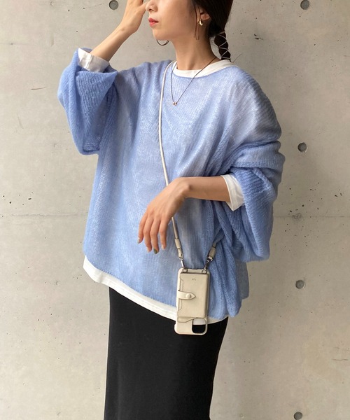 CAPRICIEUX LE'MAGE(カプリシューレマージュ)の「モヘヤ透かしプルオーバー(ニット/セーター・レディース・グレー/ベージュ/グリーン/ブルー/ピンク・FREE)」の4枚目の写真