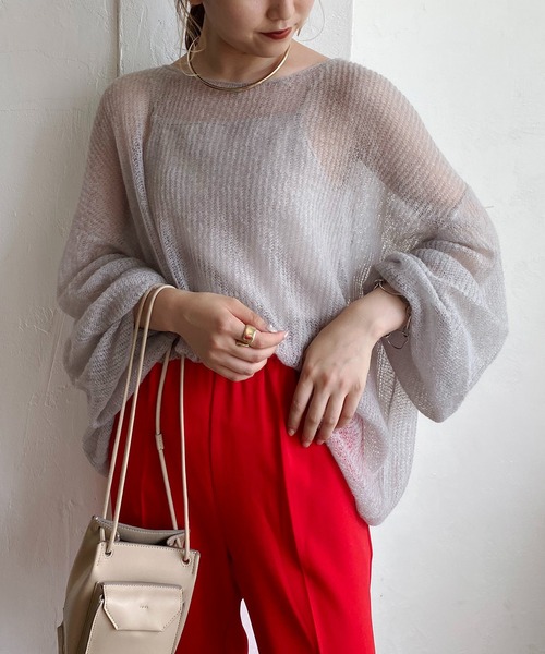 CAPRICIEUX LE'MAGE(カプリシューレマージュ)の「モヘヤ透かしプルオーバー(ニット/セーター・レディース・グレー/ベージュ/グリーン/ブルー/ピンク・FREE)」の14枚目の写真