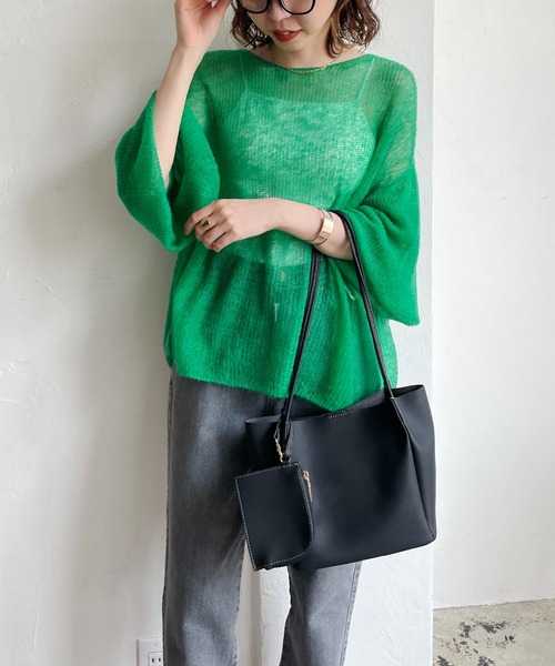 CAPRICIEUX LE'MAGE(カプリシューレマージュ)の「モヘヤ透かしプルオーバー(ニット/セーター・レディース・グレー/ベージュ/グリーン/ブルー/ピンク・FREE)」の20枚目の写真