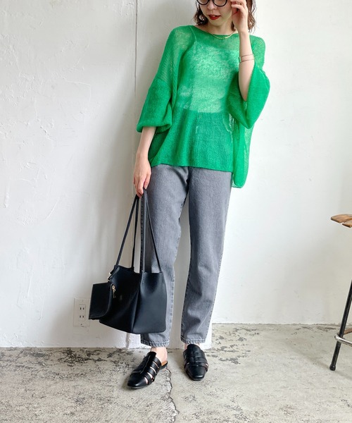 CAPRICIEUX LE'MAGE(カプリシューレマージュ)の「モヘヤ透かしプルオーバー(ニット/セーター・レディース・グレー/ベージュ/グリーン/ブルー/ピンク・FREE)」の10枚目の写真