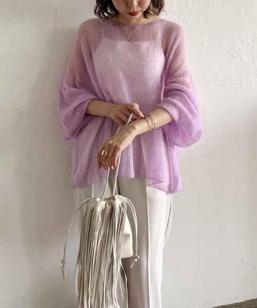 CAPRICIEUX LE'MAGE(カプリシューレマージュ)の「モヘヤ透かしプルオーバー(ニット/セーター・レディース・グレー/ベージュ/グリーン/ブルー/ピンク・FREE)」の21枚目の写真