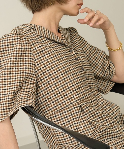 Bab（バブ）の「【WEB限定】チェックオールインワン（つなぎ/オールインワン・レディース・ベージュ/ブラウン・38）」の10枚目の写真