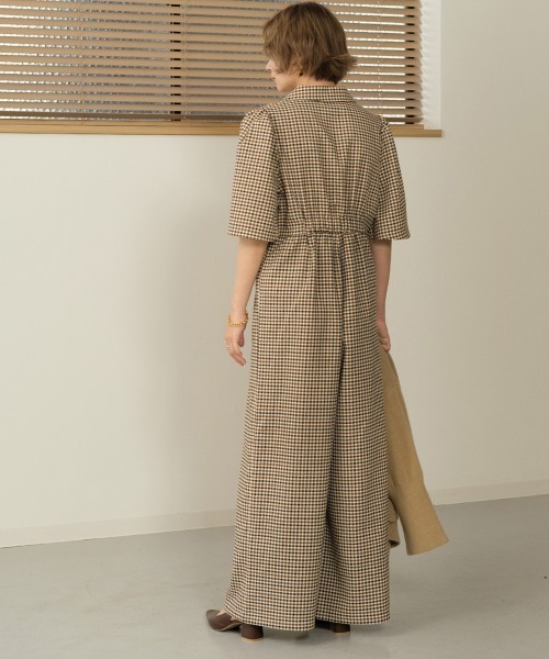 Bab（バブ）の「【WEB限定】チェックオールインワン（つなぎ/オールインワン・レディース・ベージュ/ブラウン・38）」の7枚目の写真