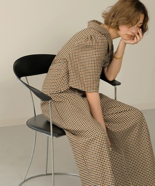 Bab（バブ）の「【WEB限定】チェックオールインワン（つなぎ/オールインワン・レディース・ベージュ/ブラウン・38）」の11枚目の写真