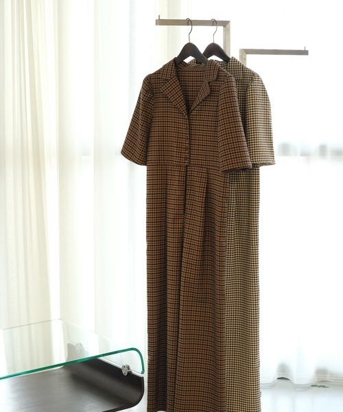 Bab（バブ）の「【WEB限定】チェックオールインワン（つなぎ/オールインワン・レディース・ベージュ/ブラウン・38）」の15枚目の写真