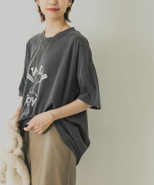 R JUBILEE（アールジュビリー）の「R JUBILEE　Tuck Printed T-shirts（Tシャツ/カットソー・レディース・チャコールグレー/カーキ・MEDIUM）」の5枚目の写真